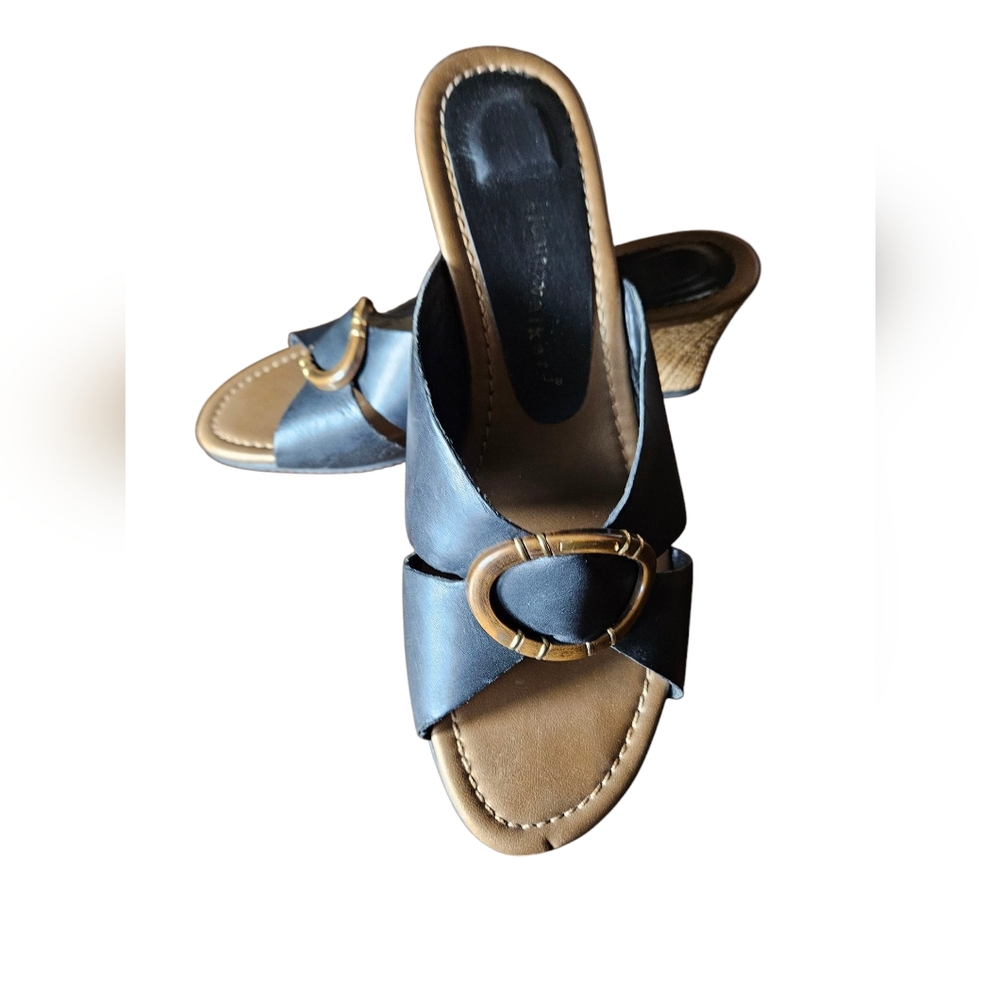 Cloudwalker Black Leather Slip On Sandle Made In Brazil Size 10.5.